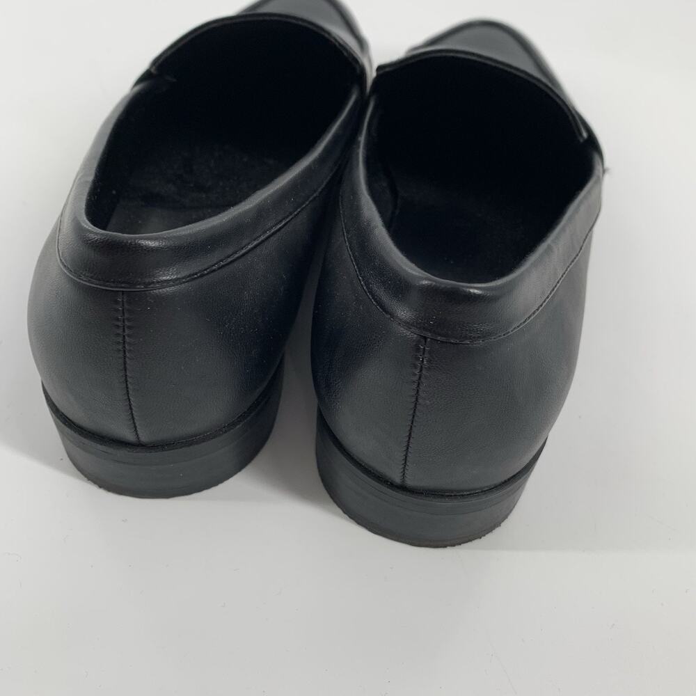 A New Day Pointed Toe Faux Leather Slip On Loafers Size 8 Solid Black Business - Picture 4 of 9